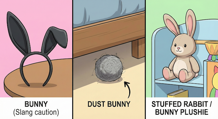 ウサギに関する俗語や異なる意味のイラスト。