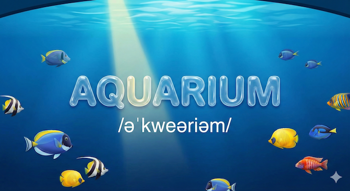 Aquarium word and phonetic symbols (水族館の単語と発音記号)