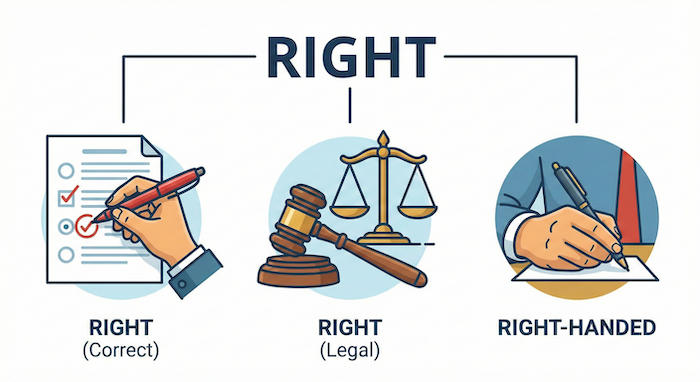 Diagram of "right's" multiple meanings. (「Right」の多義性を示す図)