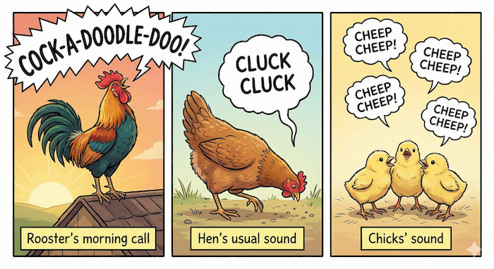 Comic Strip of Chicken Sounds
