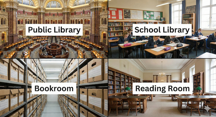 4種類の図書スペースの比較。