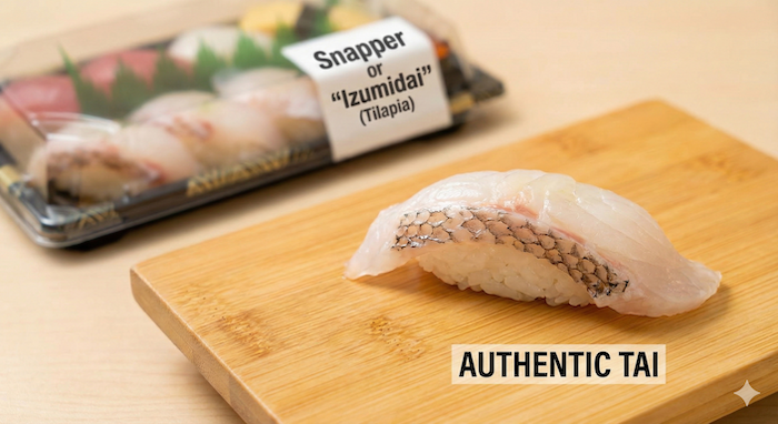 本物の鯛寿司と代替品