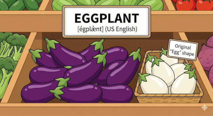 "Eggplant" at supermarket display. (スーパーの「エッグプラント」売り場。)