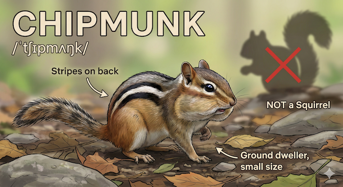 「シマリス」は英語で "Chipmunk"