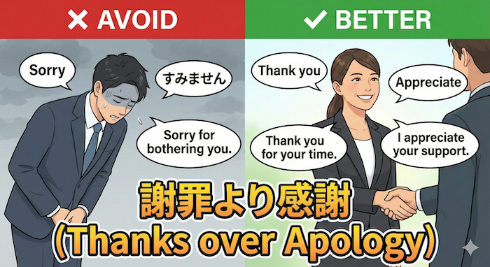 Infographic: Sorry vs. Thank you / インフォグラフィック：謝罪より感謝