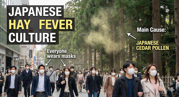 Japanese hay fever culture photo. 日本の花粉症文化の写真。