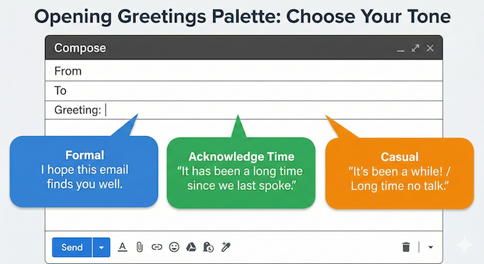 Email opening greetings by tone.