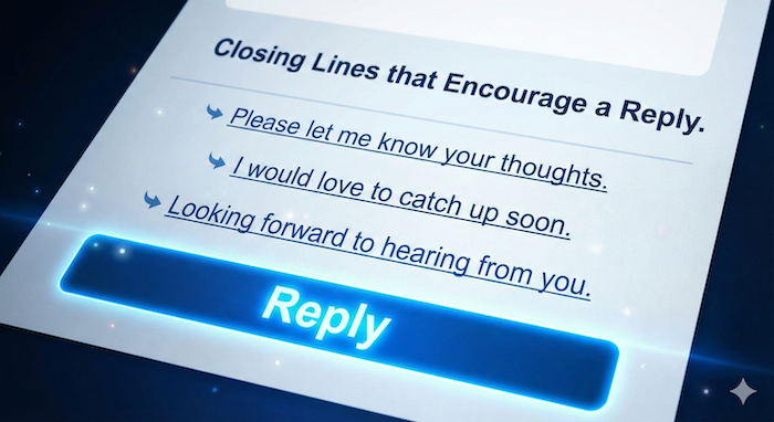 Closing lines that encourage a reply.