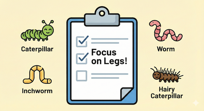 Checklist "Focus on Legs!" with icons. / 「足に注目！」のチェックリストとアイコン。