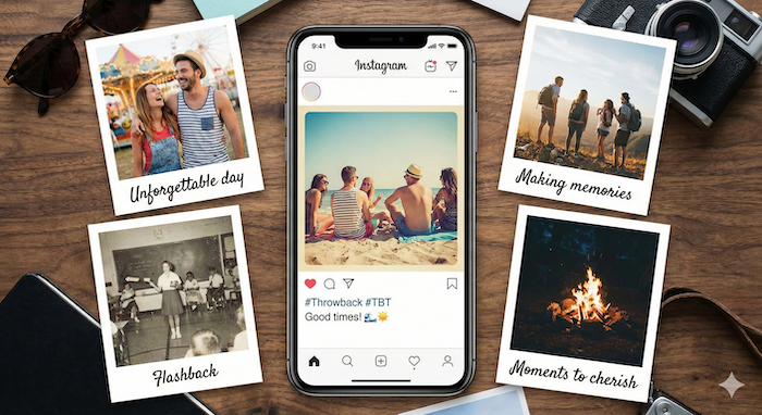 Social media memory phrases flat lay SNS記憶フレーズの置き画