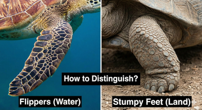 Turtle Flipper vs Tortoise Foot (ヒレと丸太足の比較)