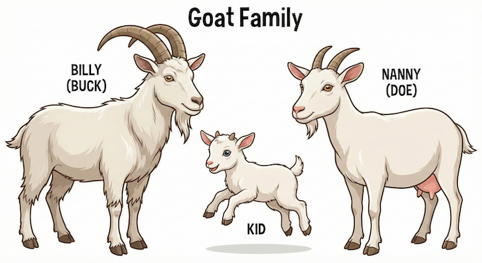 A family of three goats / 3匹のヤギの家族