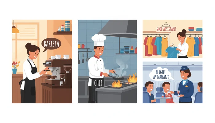 飲食・サービス・販売関係の職業の英語